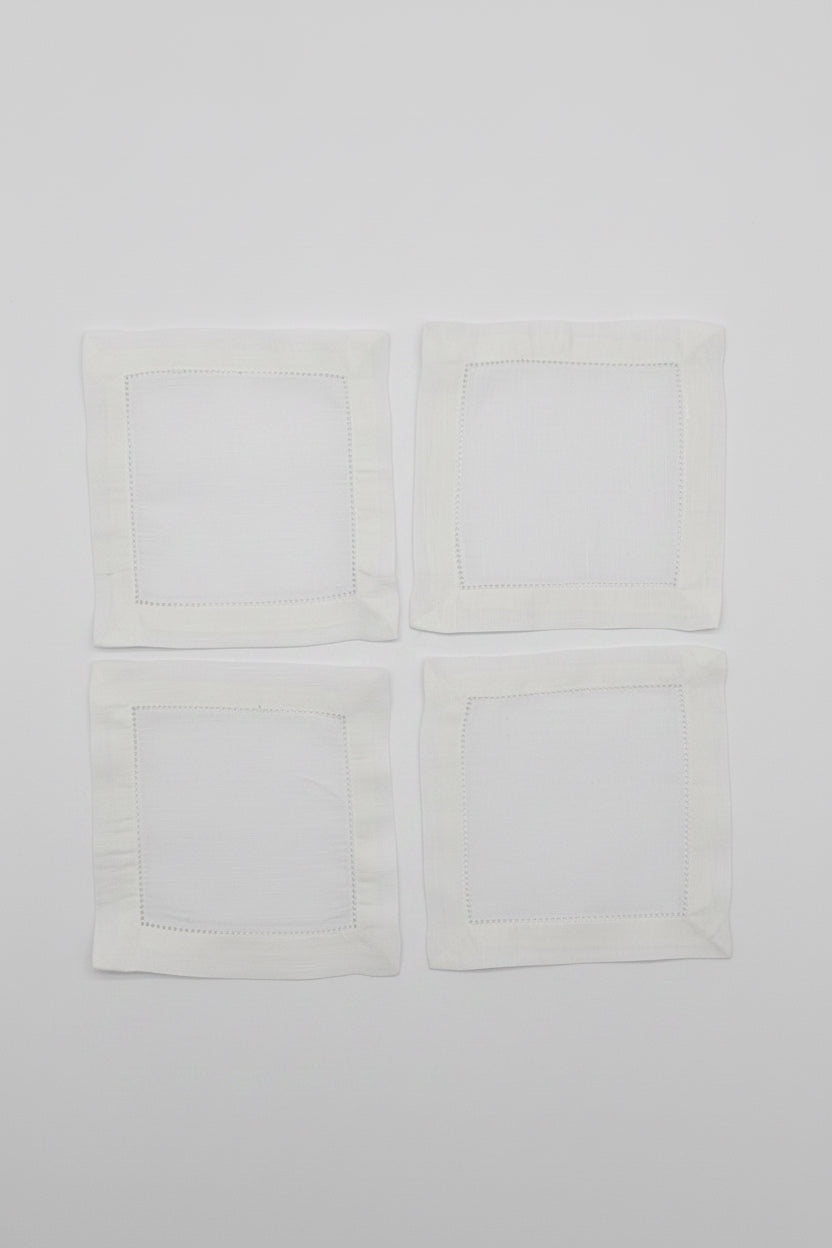 White Linen Cocktail Napkins