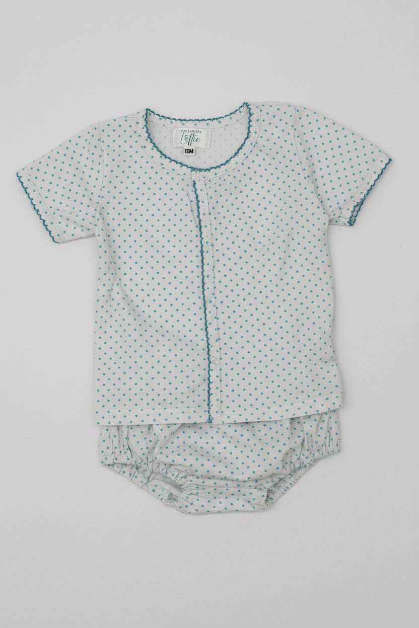 Blue Bitty Dot Diaper Set