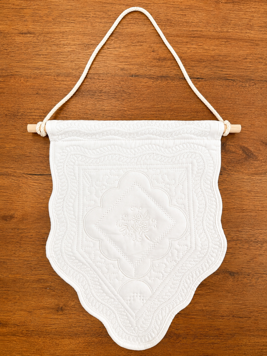 White Quilted Baby Banner