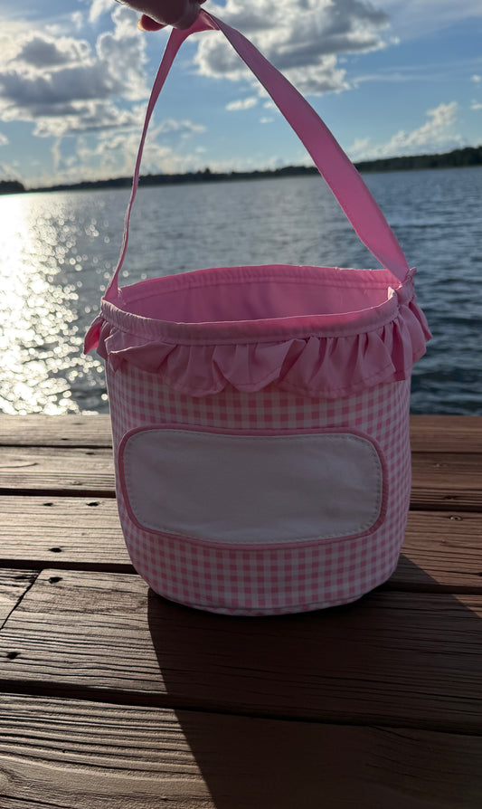 Pink Gingham Interchangeable Tab Basket