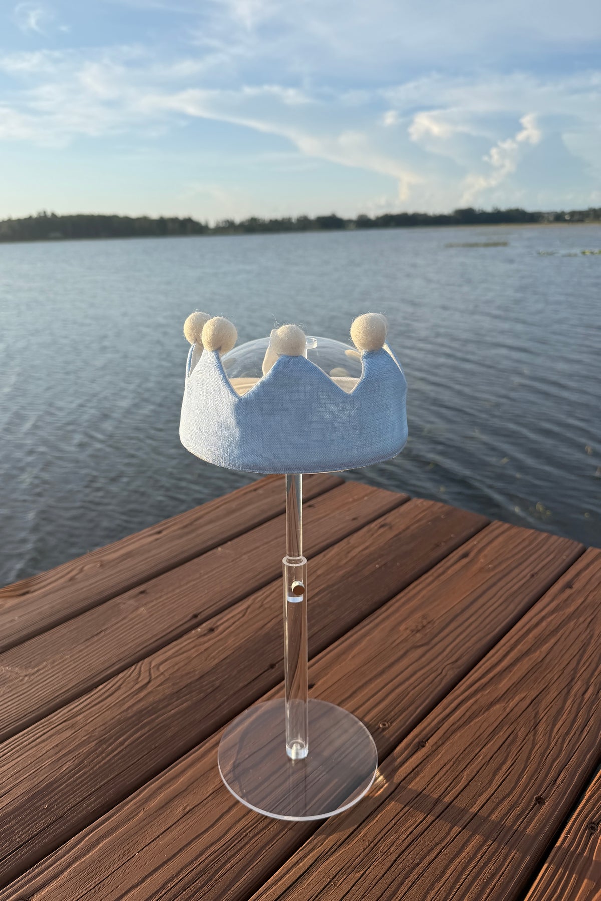 Blue Linen Baby Crown