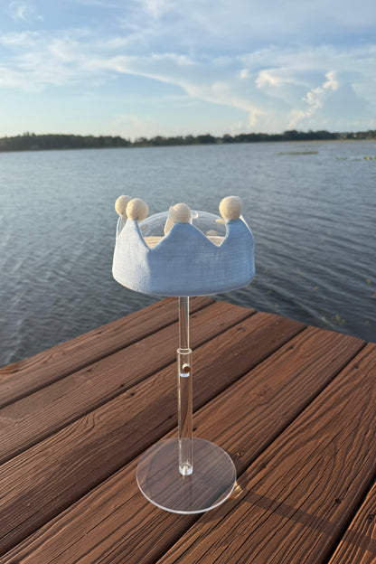 Blue Linen Baby Crown