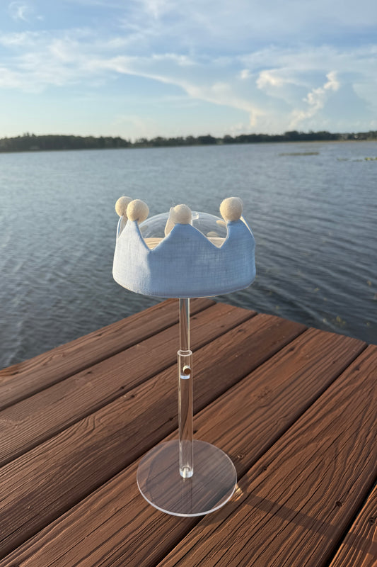 Blue Linen Baby Crown