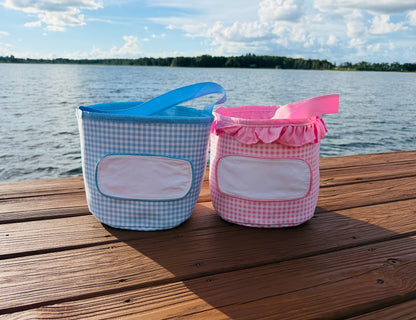 Pink Gingham Interchangeable Tab Basket