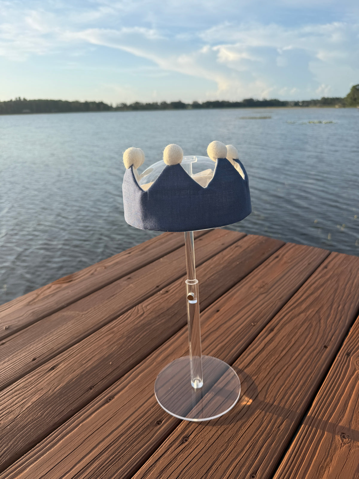Navy Baby Linen Crown