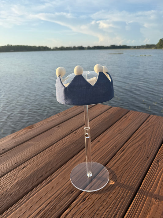Navy Baby Linen Crown