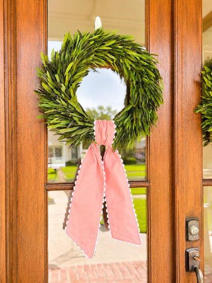 Pink Wreath Sash with White Ric Rac Trim