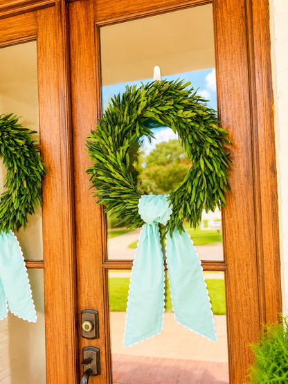 Green Wreath Sash with White Ric Rac Trim
