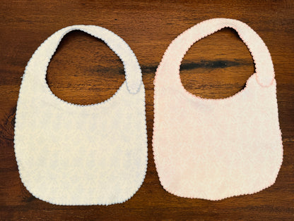 Pink Bow Picot Trim Bib