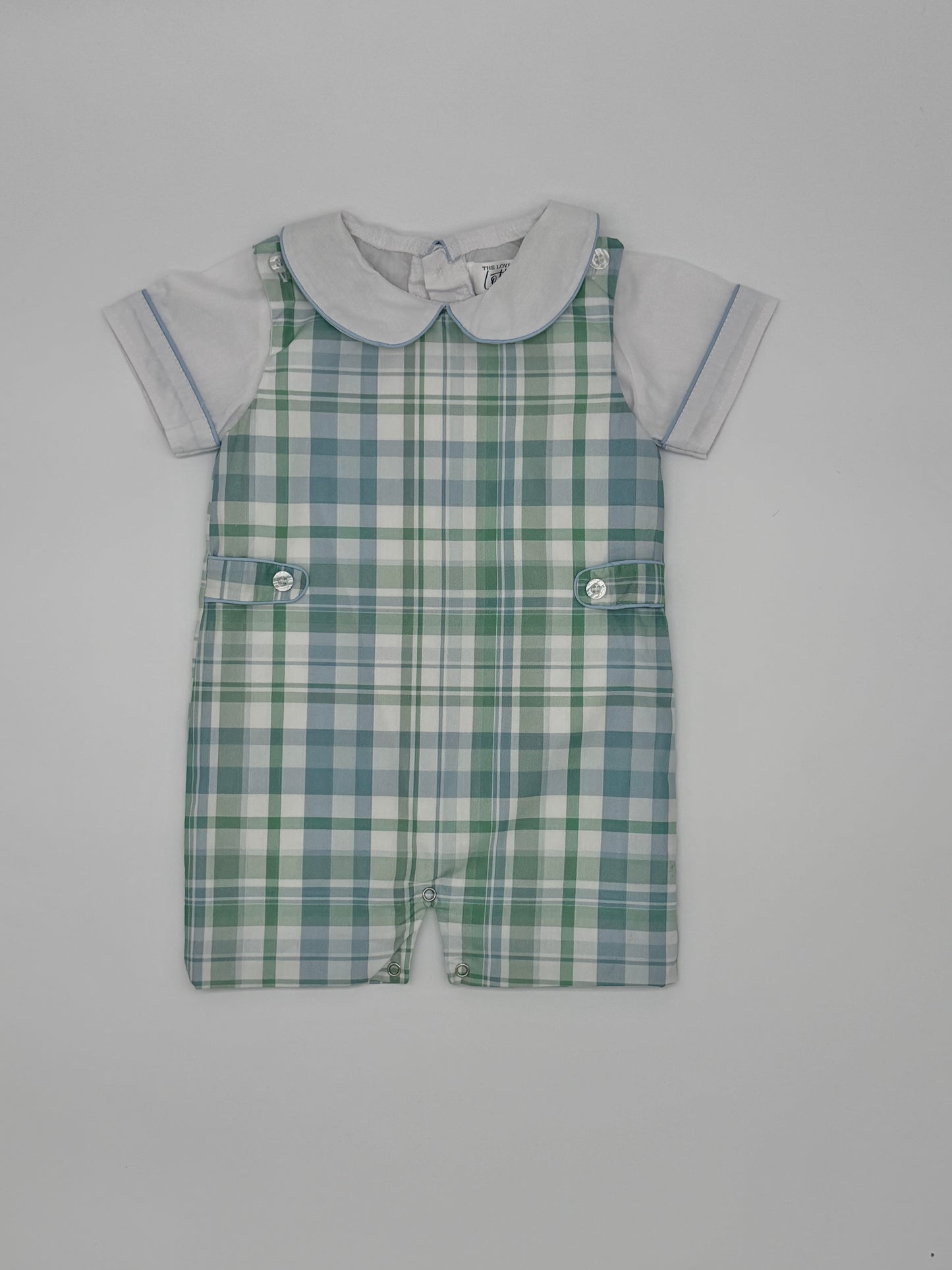 Boys Blue and Green Plaid Jon Jon Set