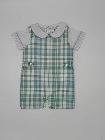 Boys Blue and Green Plaid Jon Jon Set