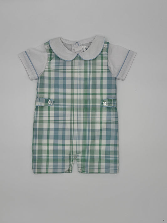 Boys Blue and Green Plaid Jon Jon Set