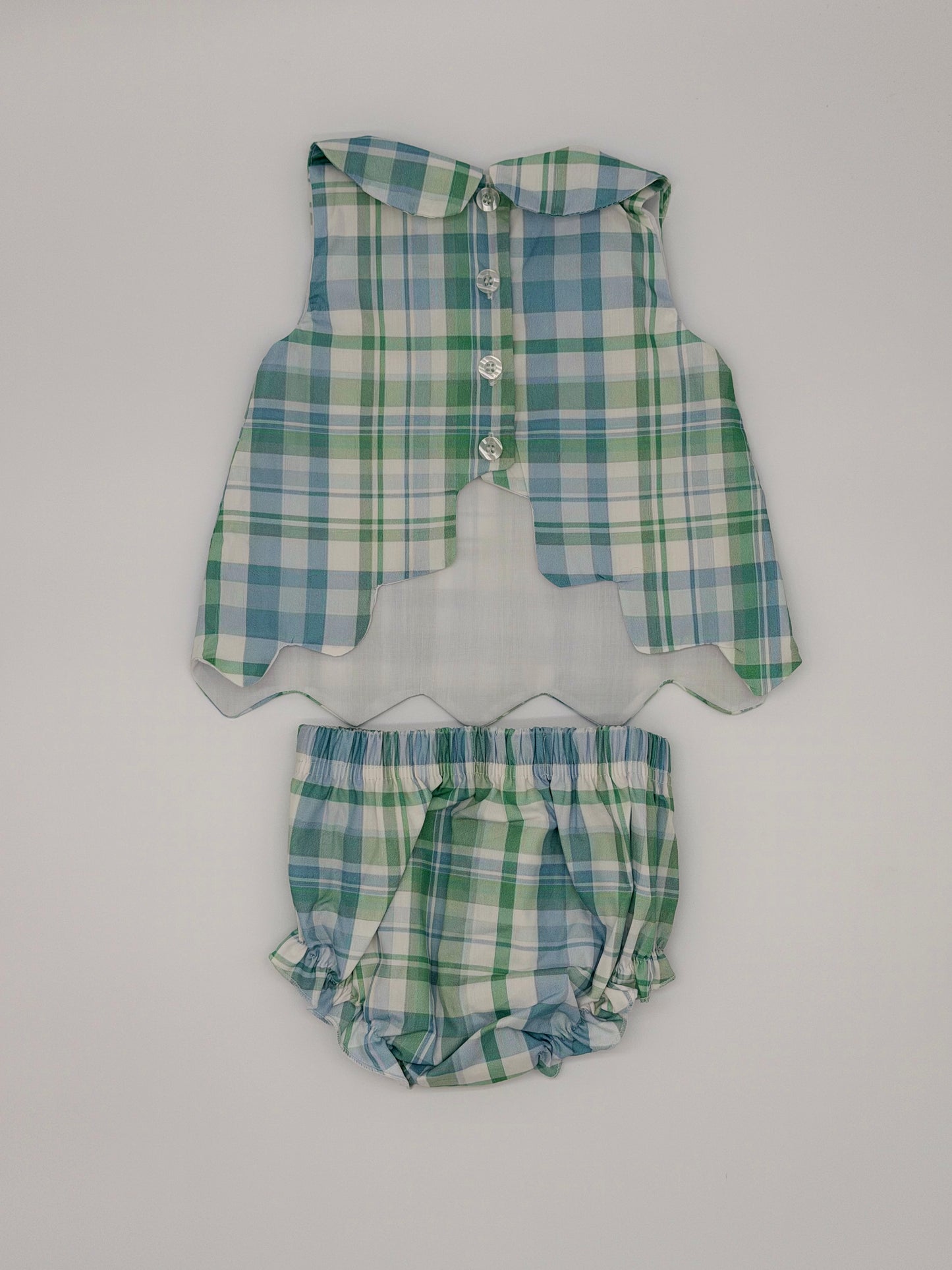 Girls Blue and Green Plaid Diaper Set