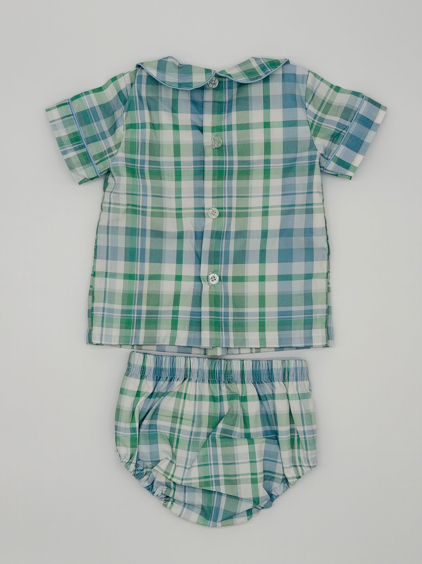 Boy Blue and Green Plaid Diaper Set
