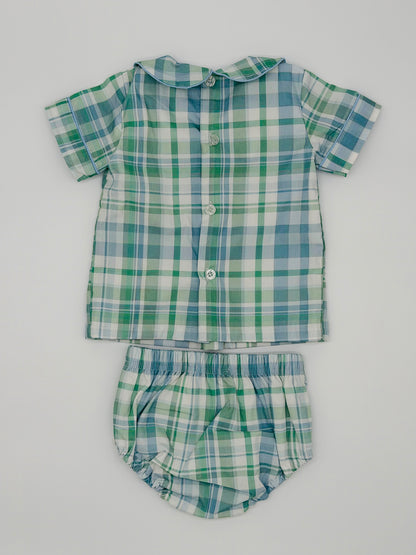 Boy Blue and Green Plaid Diaper Set