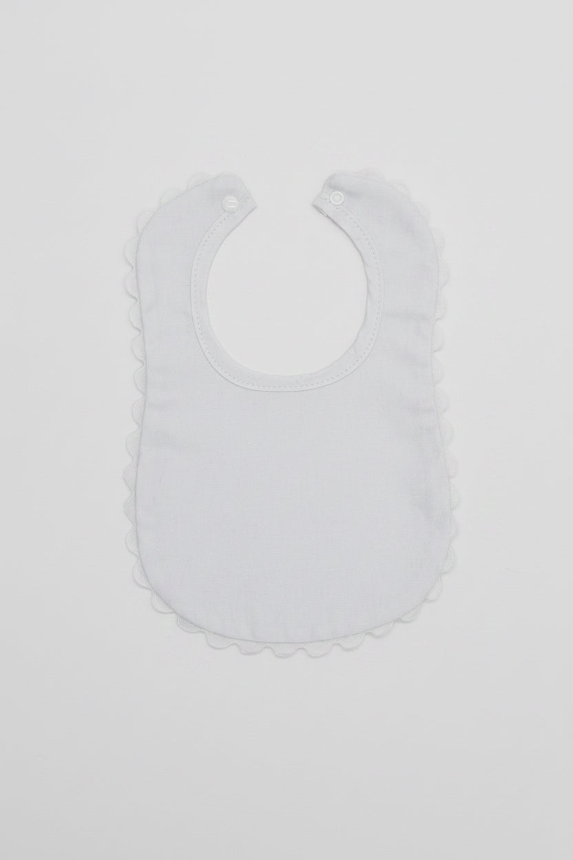 White Bib with White Ric Rac Trim