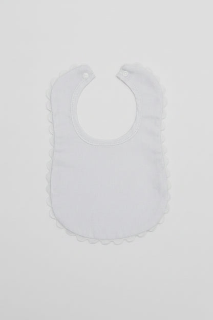 White Bib with White Ric Rac Trim