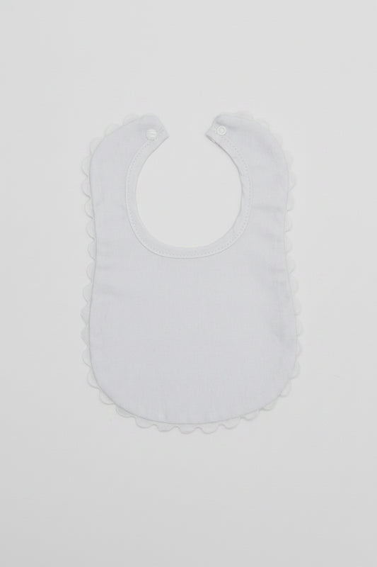 White Bib with White Ric Rac Trim