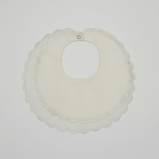 Double Scalloped White Cotton Bib
