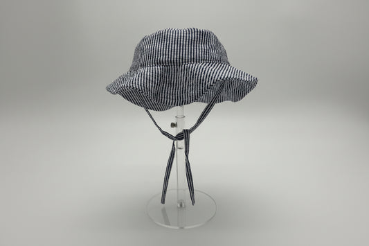 Navy Seersucker Kids Hat