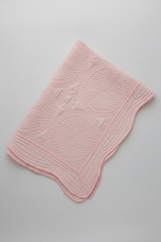 Pink Quilted Heirloom Baby Blanket