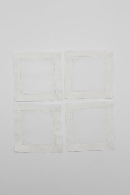 White Linen Cocktail Napkins