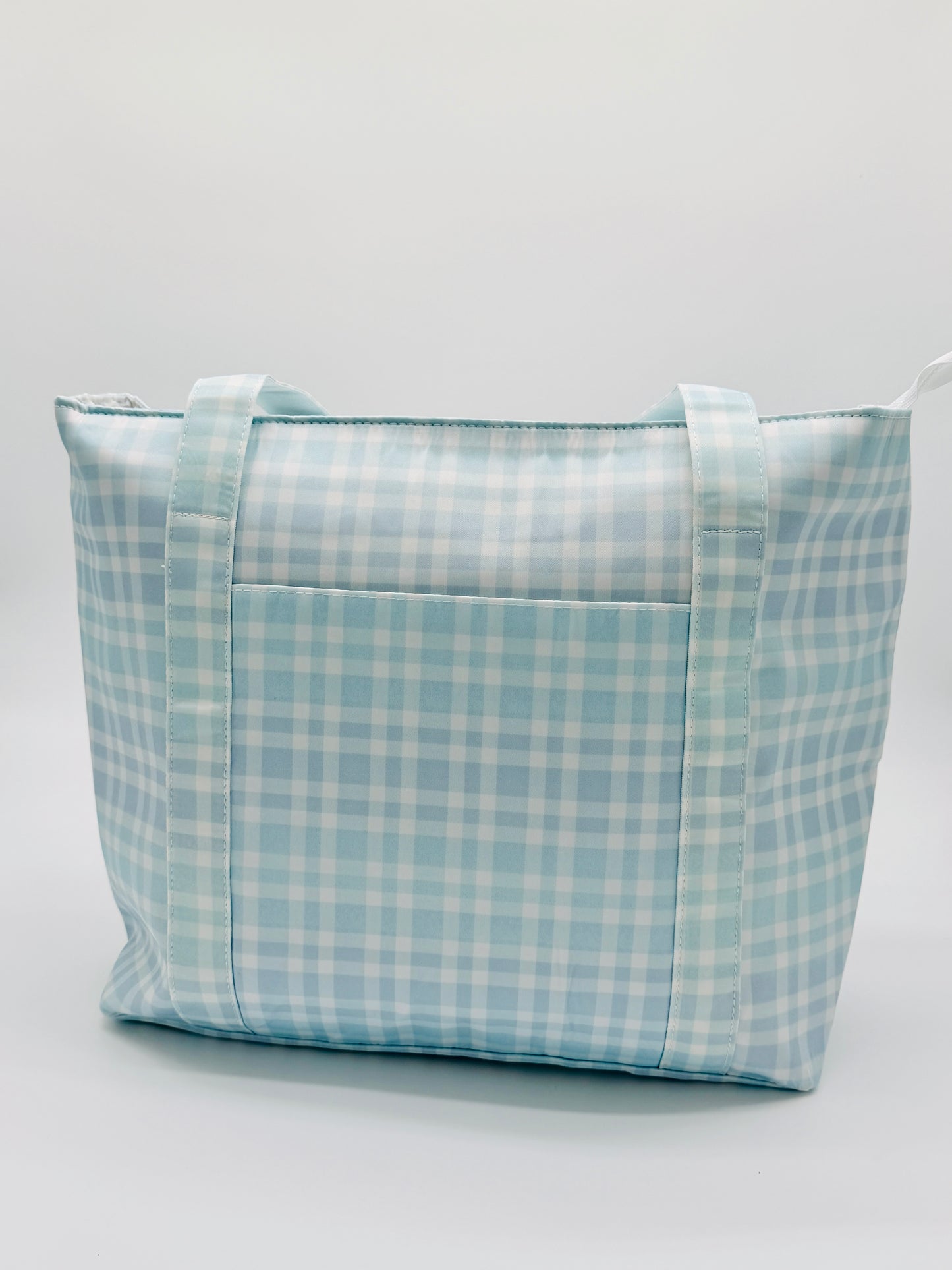 Blue Plaid Wipeable Tote