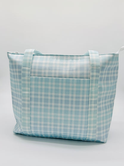 Blue Plaid Wipeable Tote