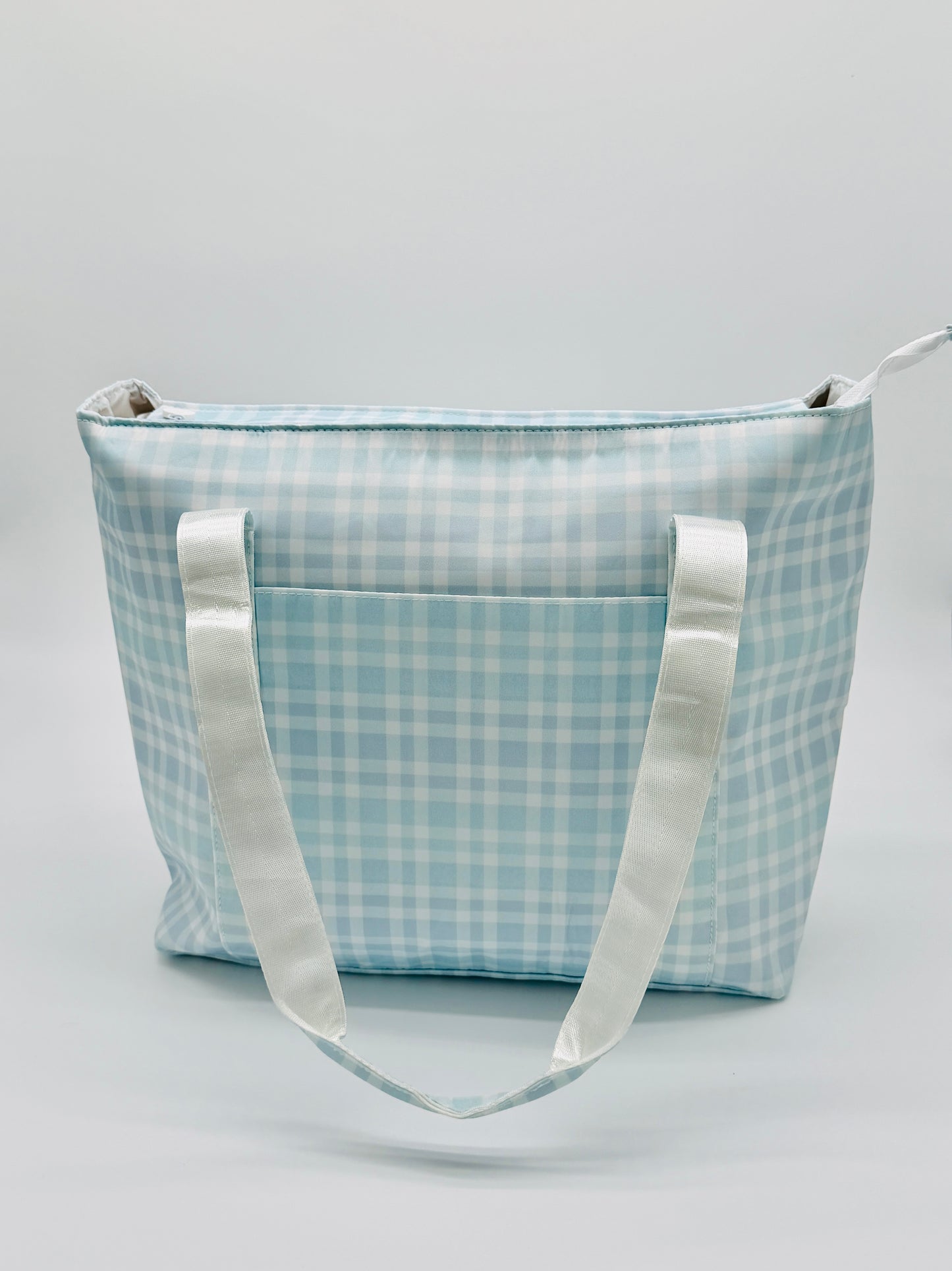 Blue Plaid Wipeable Tote