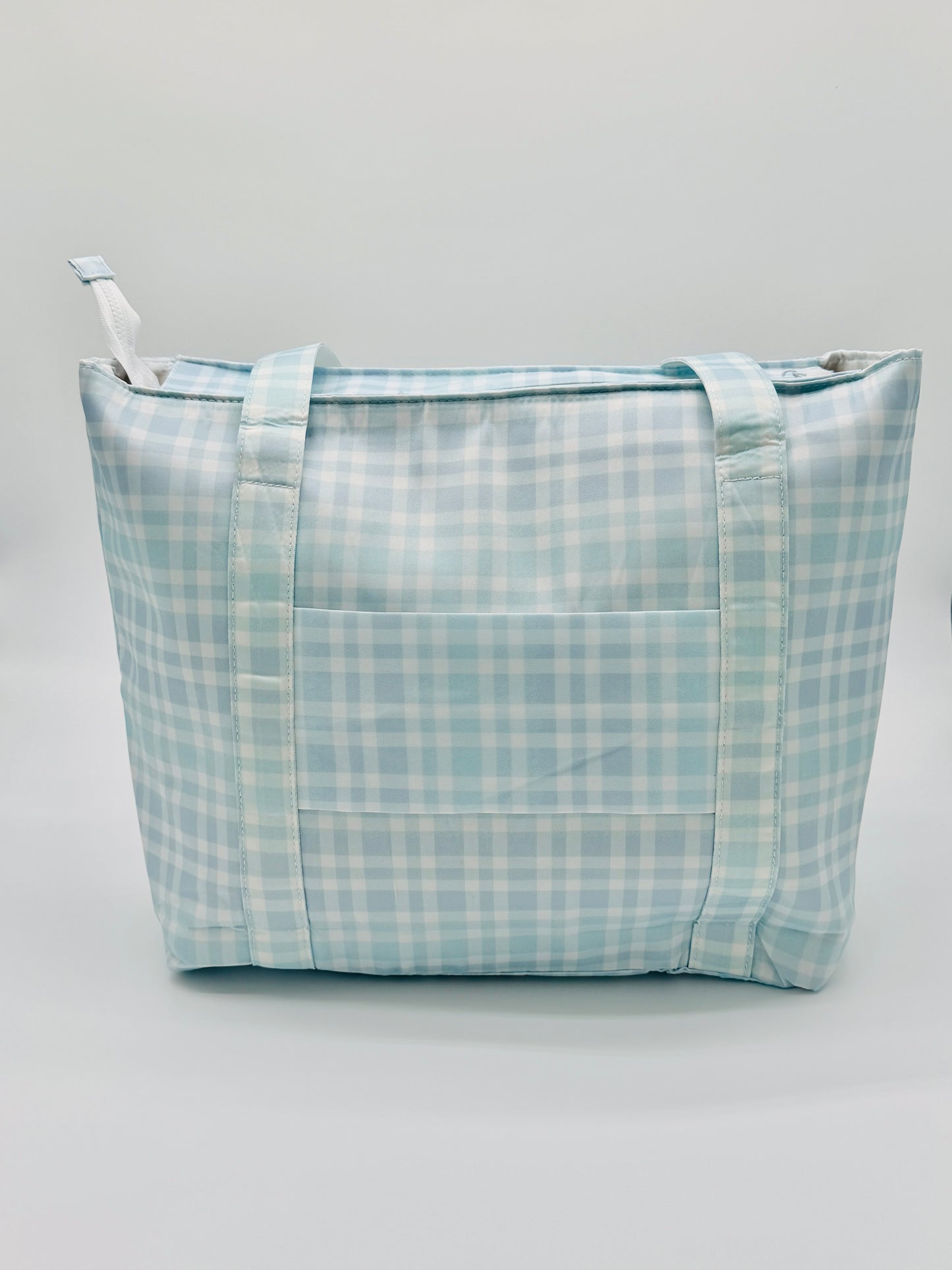 Blue Plaid Wipeable Tote