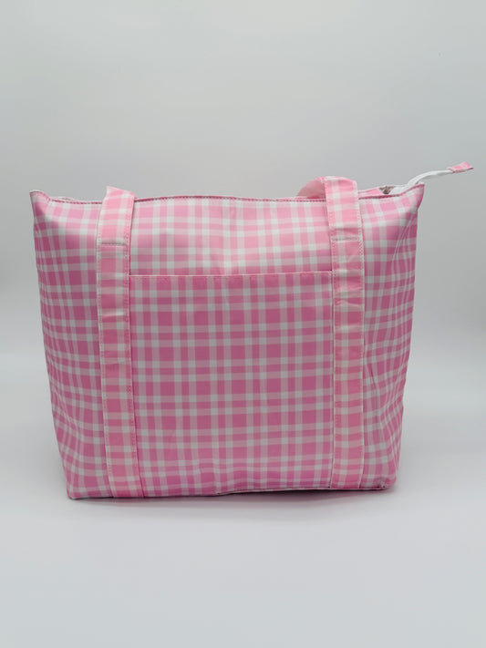Pink Plaid Wipeable Tote