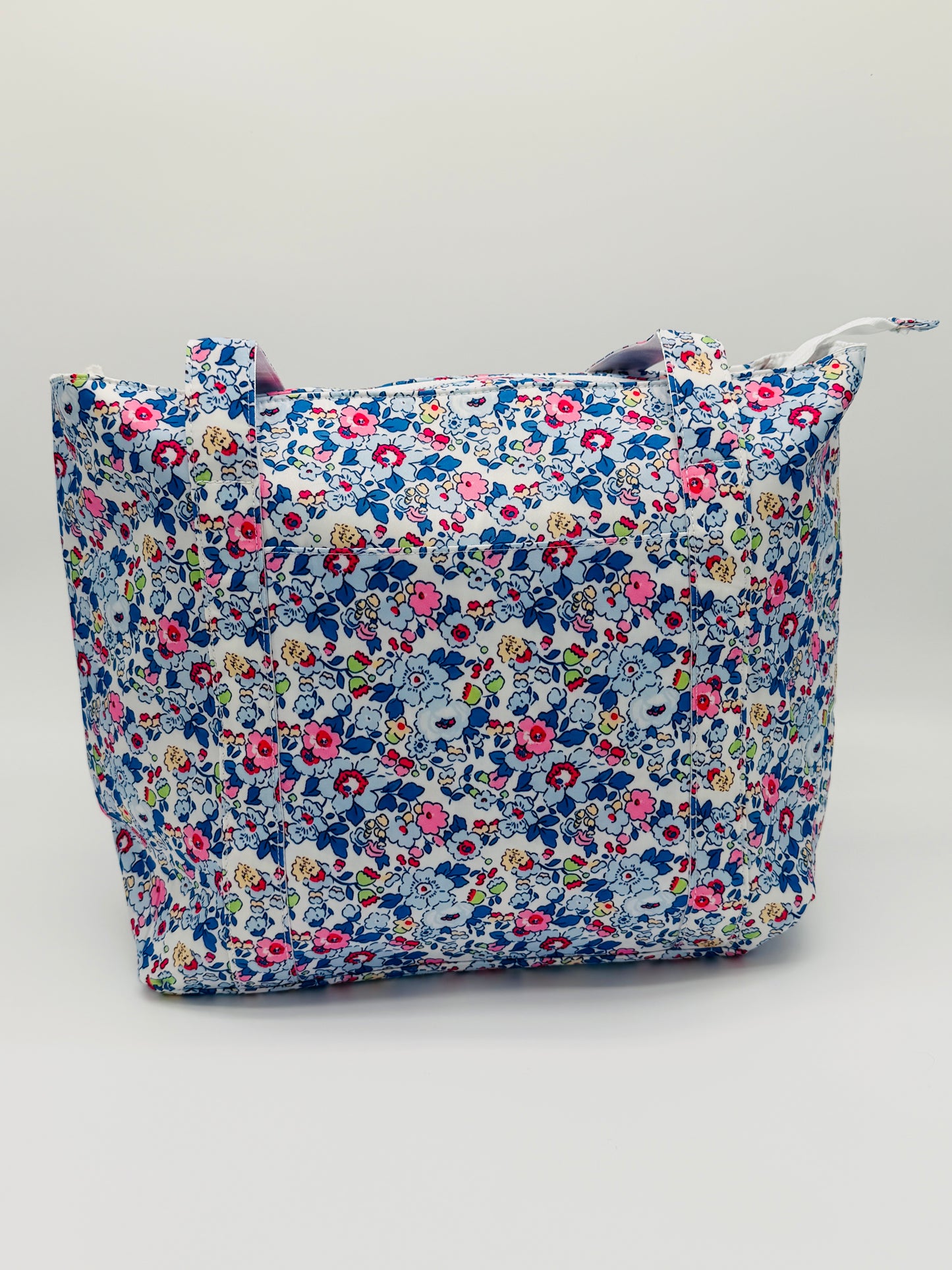 Blue and Pink Floral Wipeable Tote