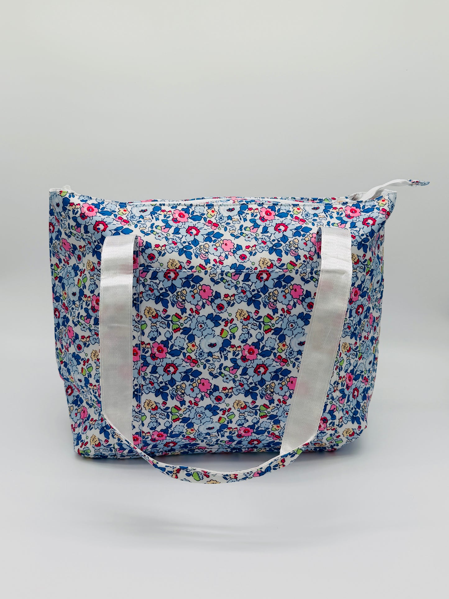 Blue and Pink Floral Wipeable Tote