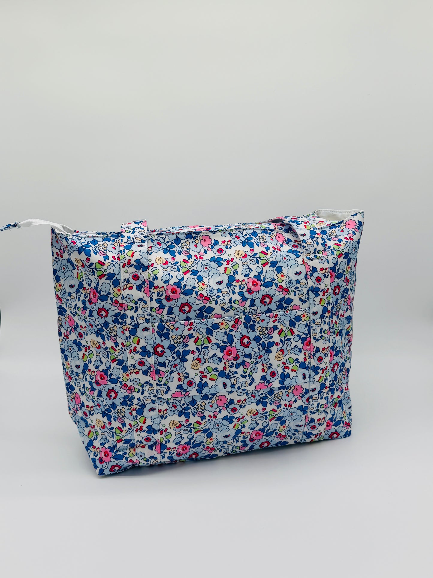 Blue and Pink Floral Wipeable Tote