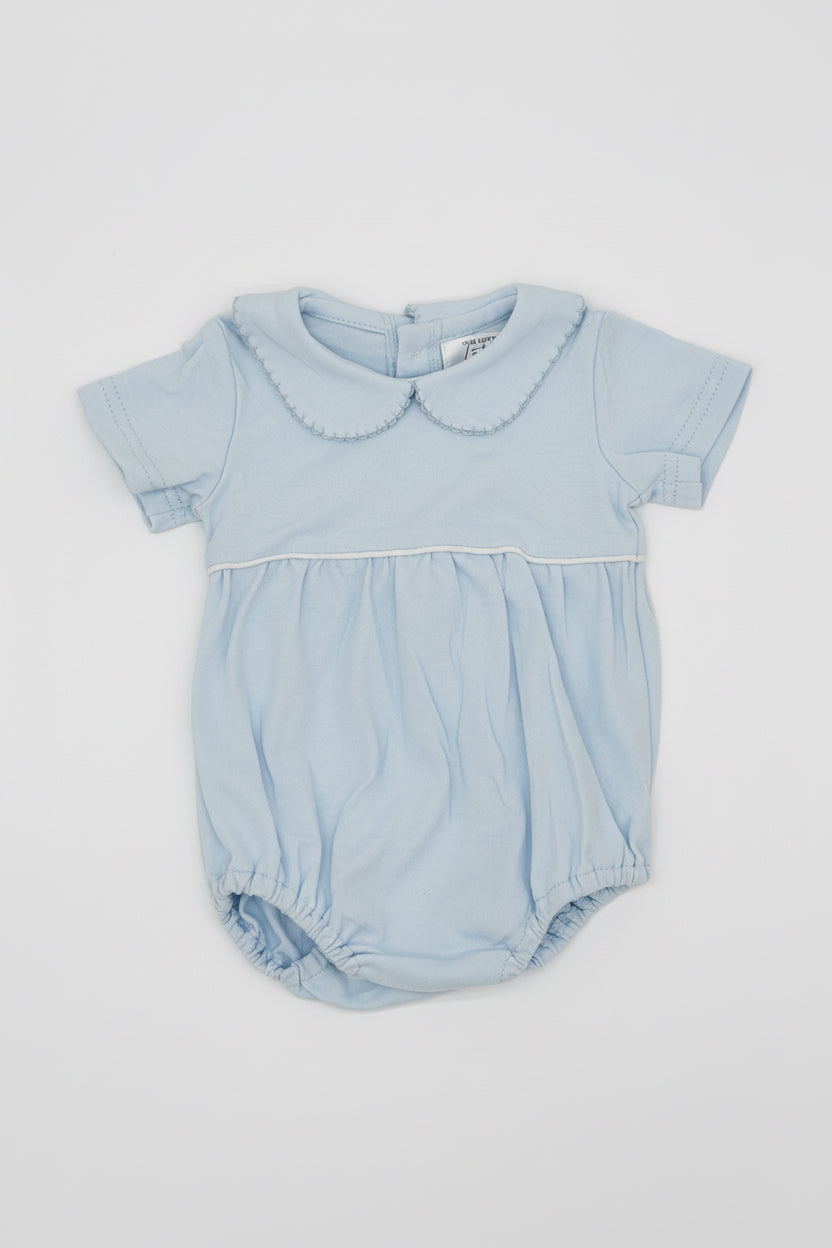 Blue Cotton Bubble with Picot Trim Collar