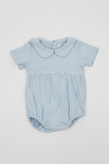 Blue Cotton Bubble with Picot Trim Collar
