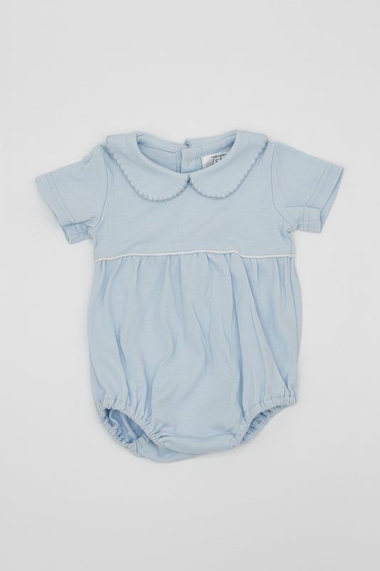Blue Cotton Bubble with Picot Trim Collar