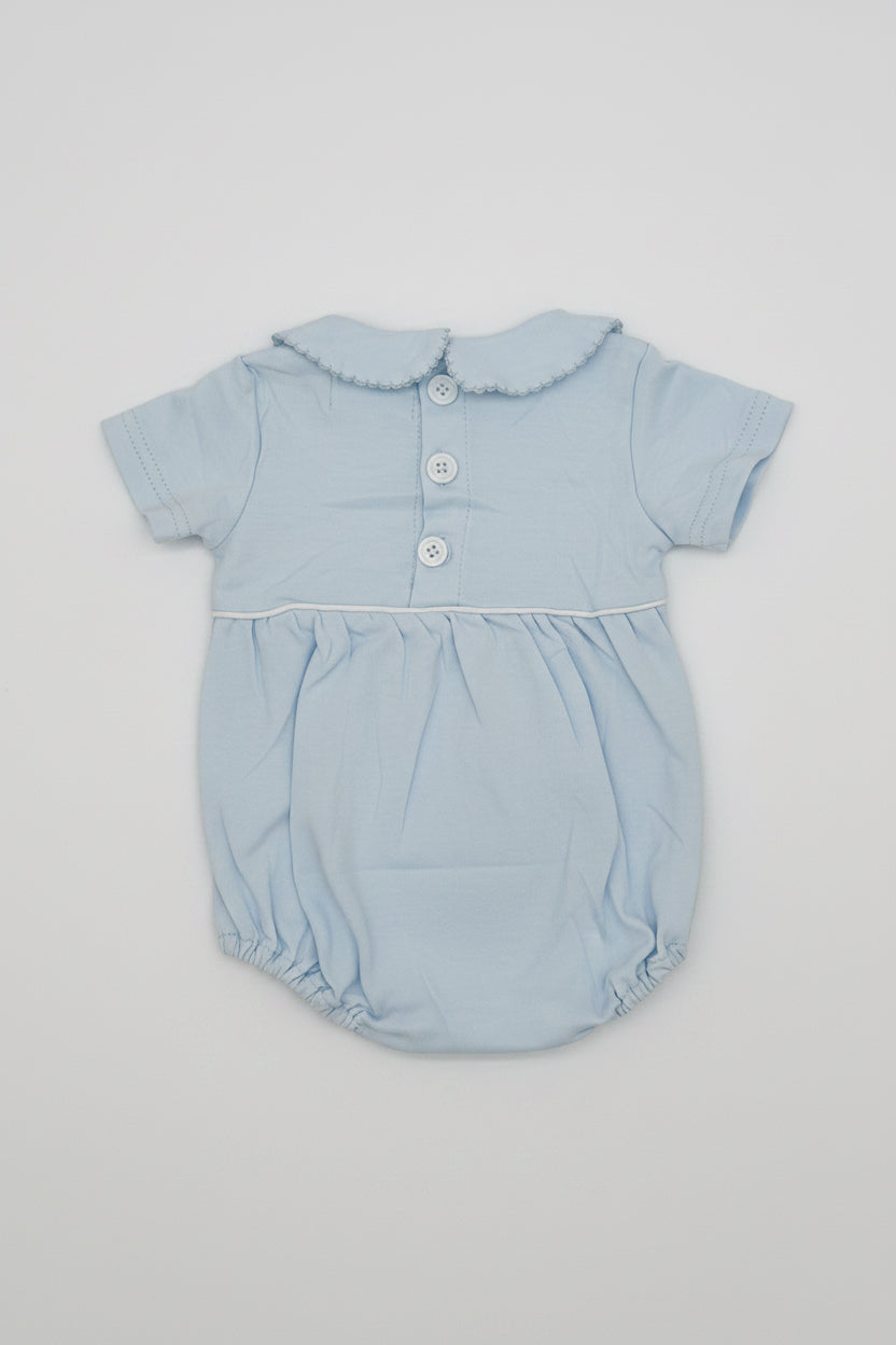Blue Cotton Bubble with Picot Trim Collar