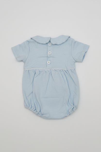 Blue Cotton Bubble with Picot Trim Collar