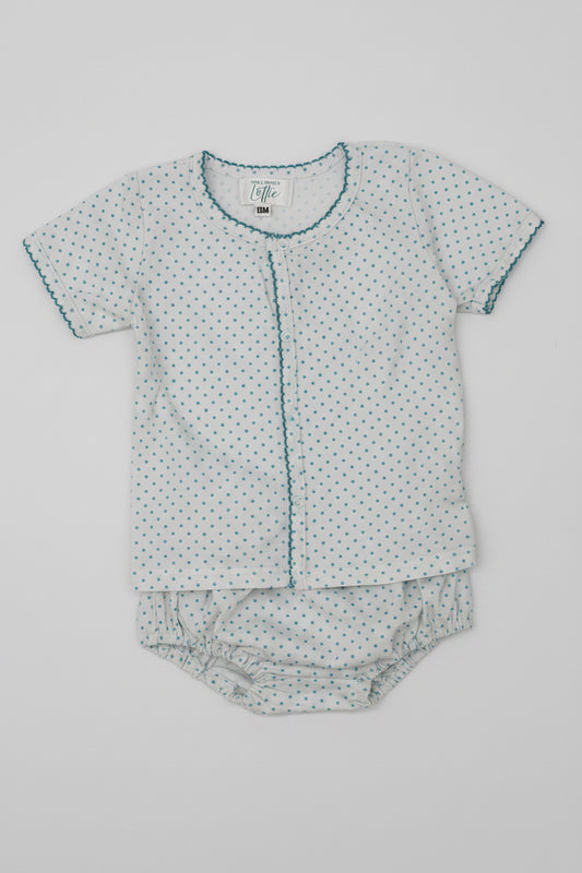 Blue Bitty Dot Diaper Set