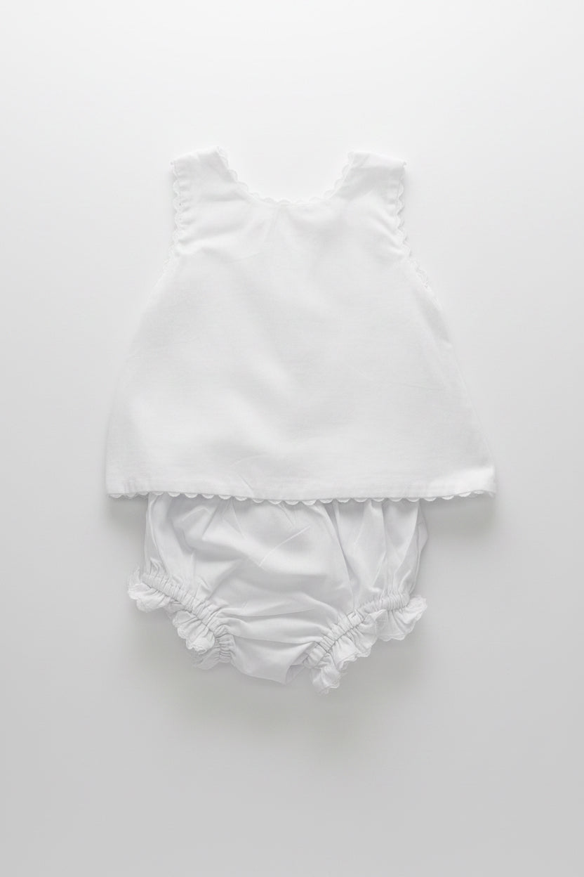 White Ric Rac Diaper Set
