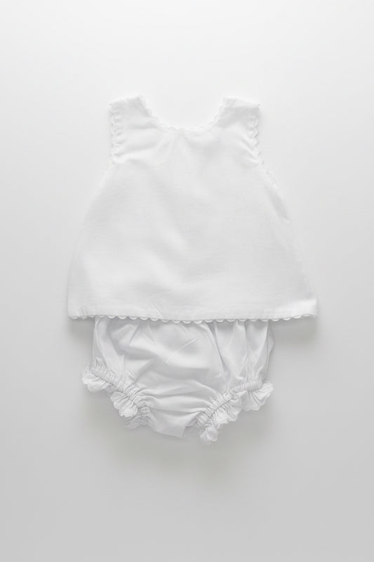 White Ric Rac Diaper Set