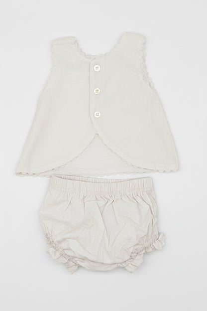 White Ric Rac Diaper Set