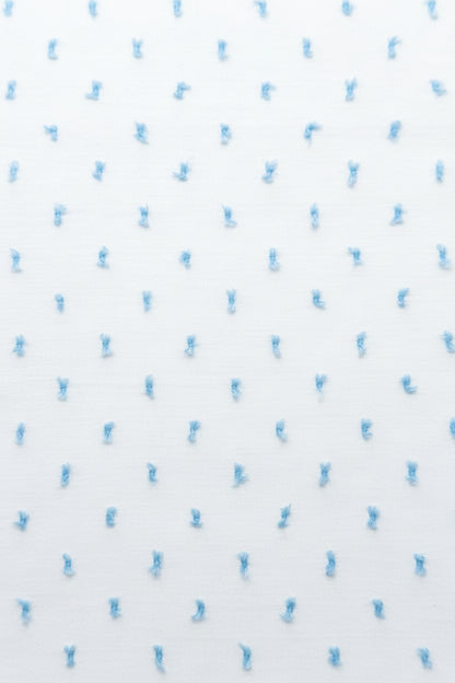 White Fabric with Blue Swiss Dot