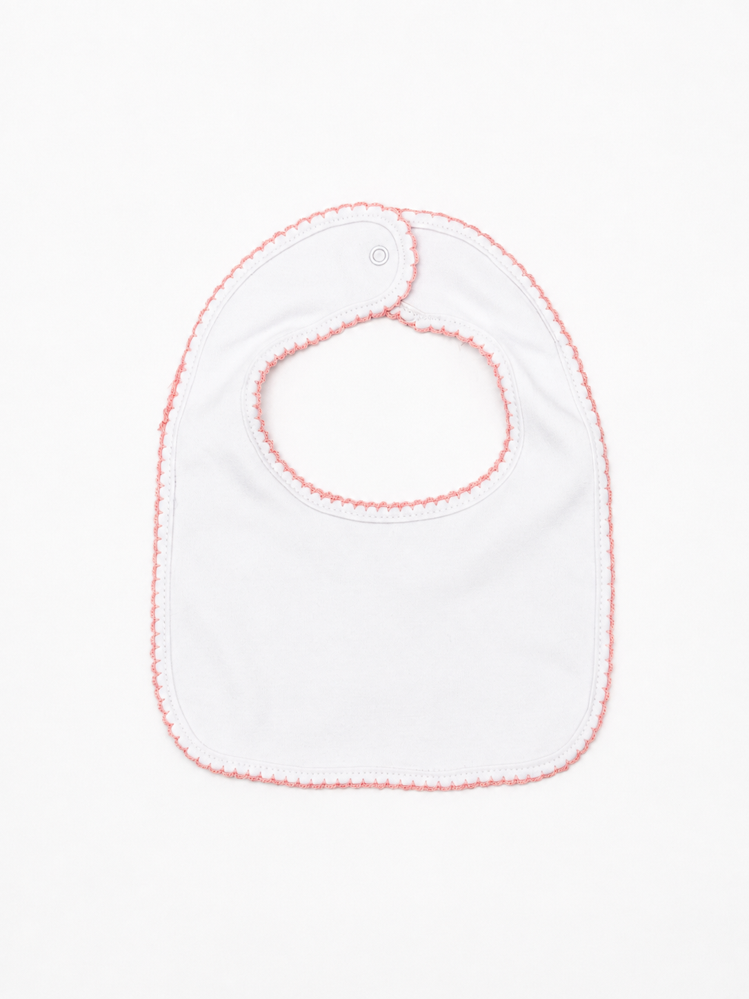 White Bib with Pink Picot Trim