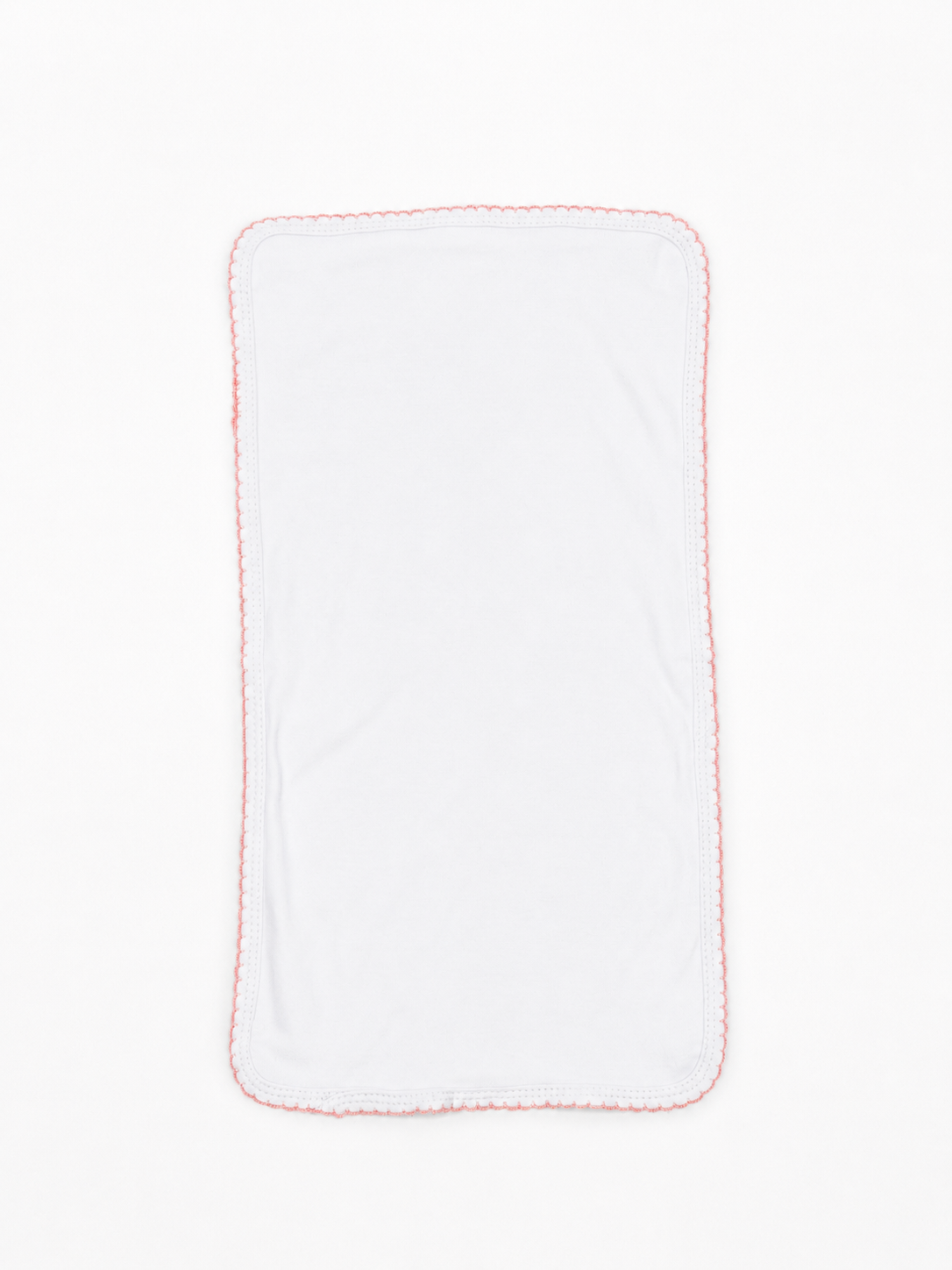 White Baby Burp Cloth with Pink Picot Trim