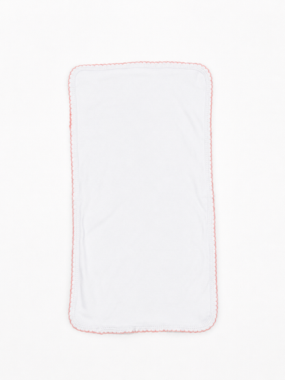 White Baby Burp Cloth with Pink Picot Trim