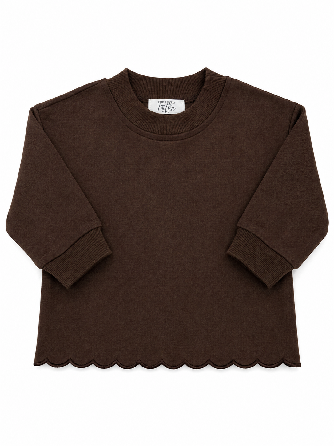 Girls Brown Scallop Long Sleeve Set