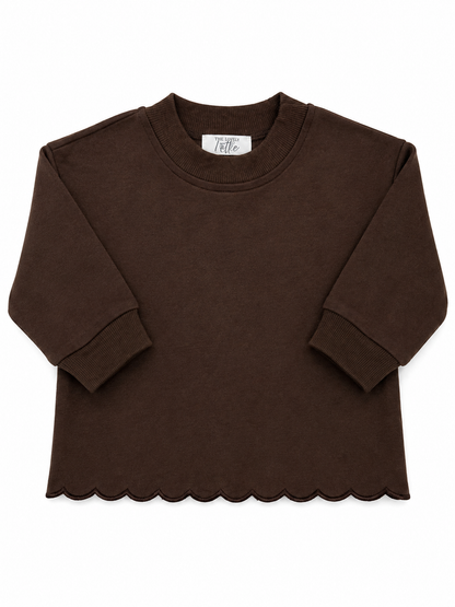 Girls Brown Scallop Long Sleeve Set