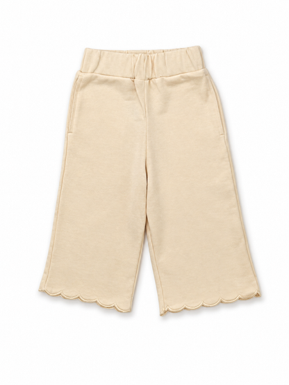 Girls Tan Scallop Long Sleeve Set
